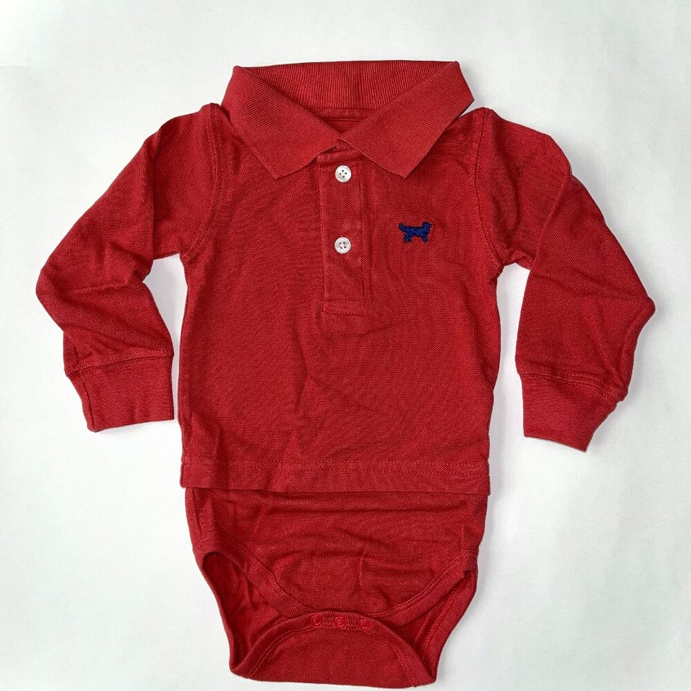 NWT Wes & Willy Boys Jack Thomas Red L/S Plaid Polo Body Suit